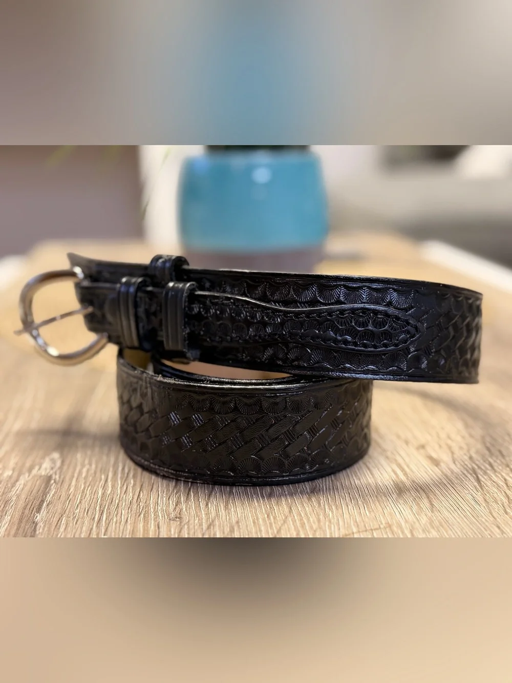 Dutyman 1721 Basketweave Leather Ranger Belt Size 40 Black Duty Police
